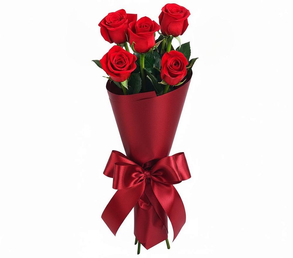 Букет 5 Красных роз Эдлесс Лав в Макеево