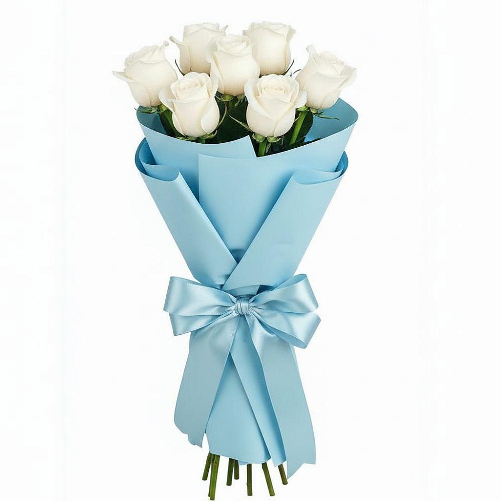 Букет 7 белых роз Проуд в Макеево