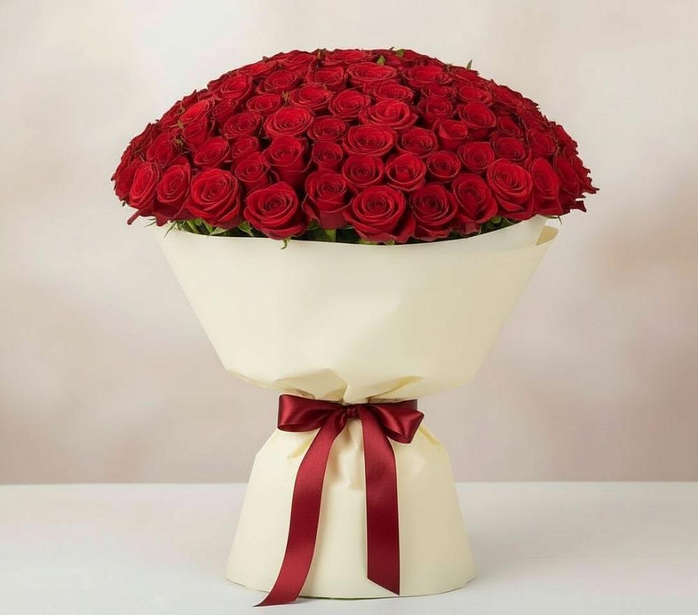 Букет 101 Красная роза Милано в Макеево