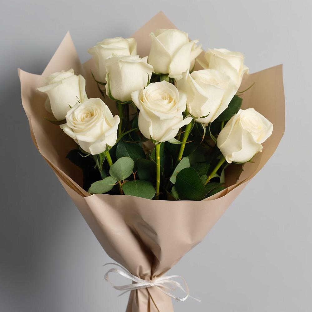 Букет 9 Белых роз Эдлесс Лав в Макеево