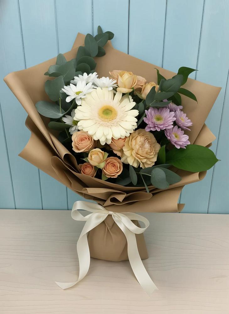 Букет цветов из: Герберы и Хризантемы в Макеево
