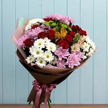 Букет цветов из:  Розы, Хризантемы и Альстромерии в Макеево
