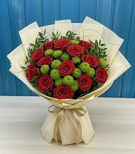 Букет цветов из:  Розы и Хризантемы в Макеево