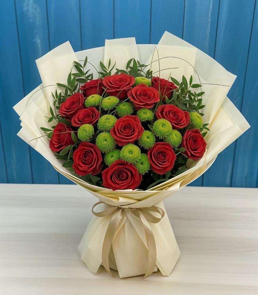 Букет цветов из: Розы и Хризантемы в Макеево