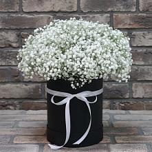 Цветочная композиция из Гипсофила в шляпной коробке в Макеево